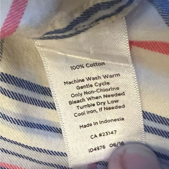 Talbots Button Down Plaid Shirt Size Large 100% Cotton White Blue Red - Picture 7 of 8